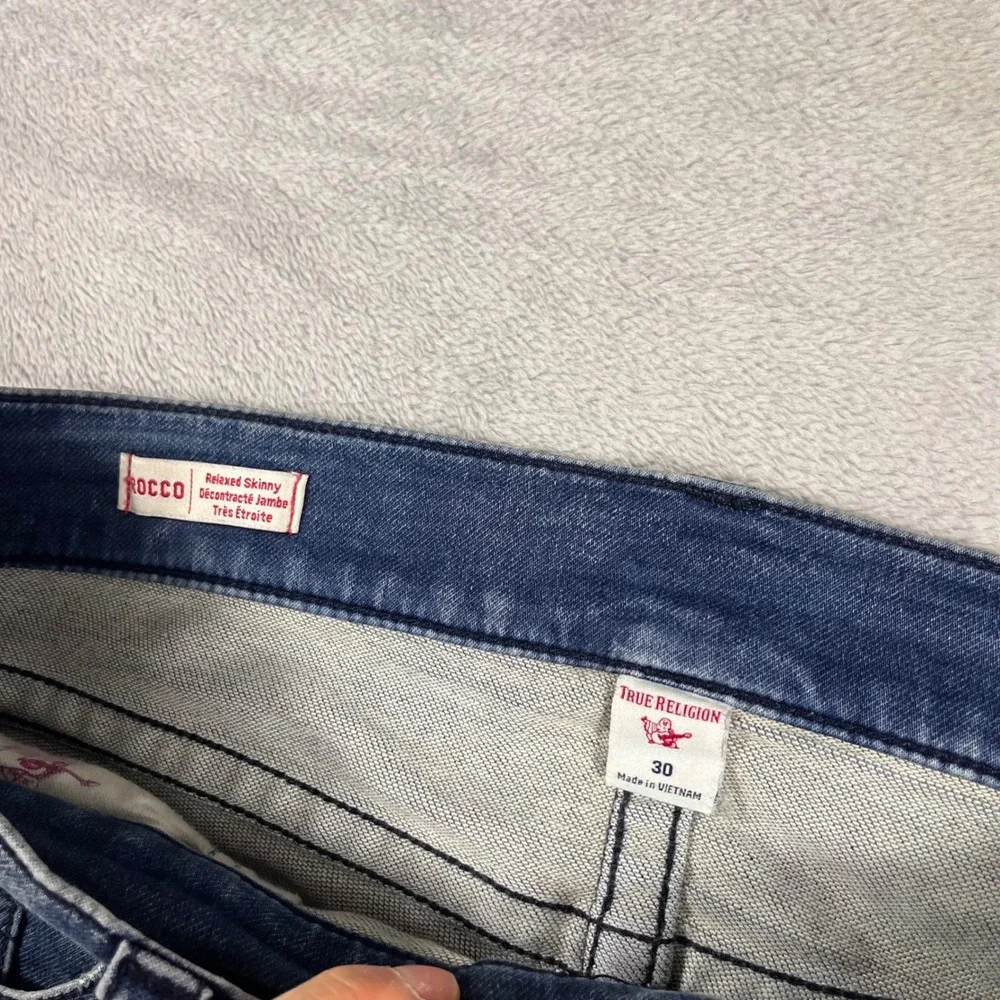 True Religion Rocco Relaxed Skinny Jeans Mens 30 Medium Wash Blue Denim
